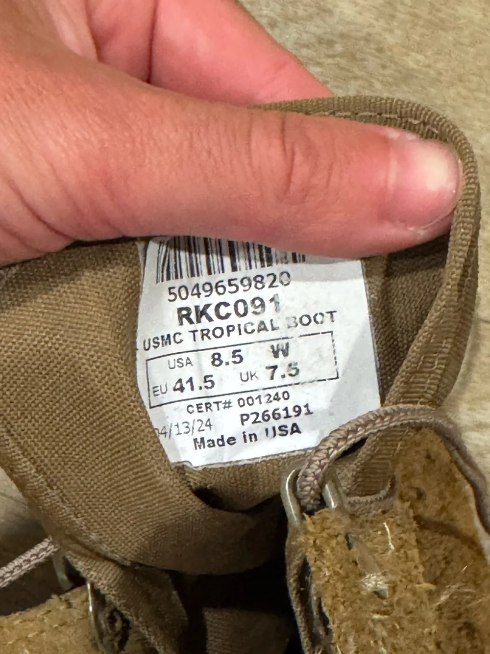 Rocky USMC Tropical Puncture Resistant Boots Coyote Brown Size 8.5W